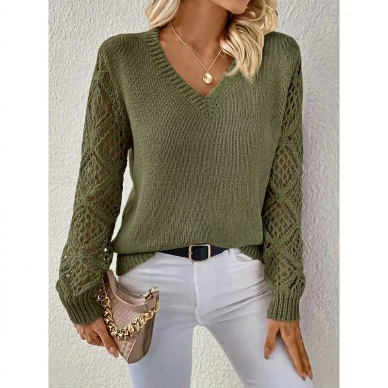 Melody - Women's Jumper in Knit with V-Neck - photo 4