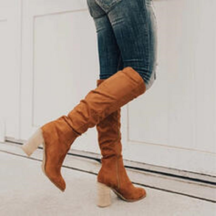 Meredith - Women's Knee High Block Heel Boots - photo 2