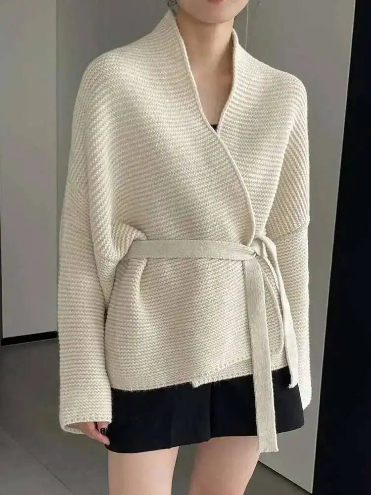 Mila - Women's Cardigan in Knit with Tie Belt - photo 5