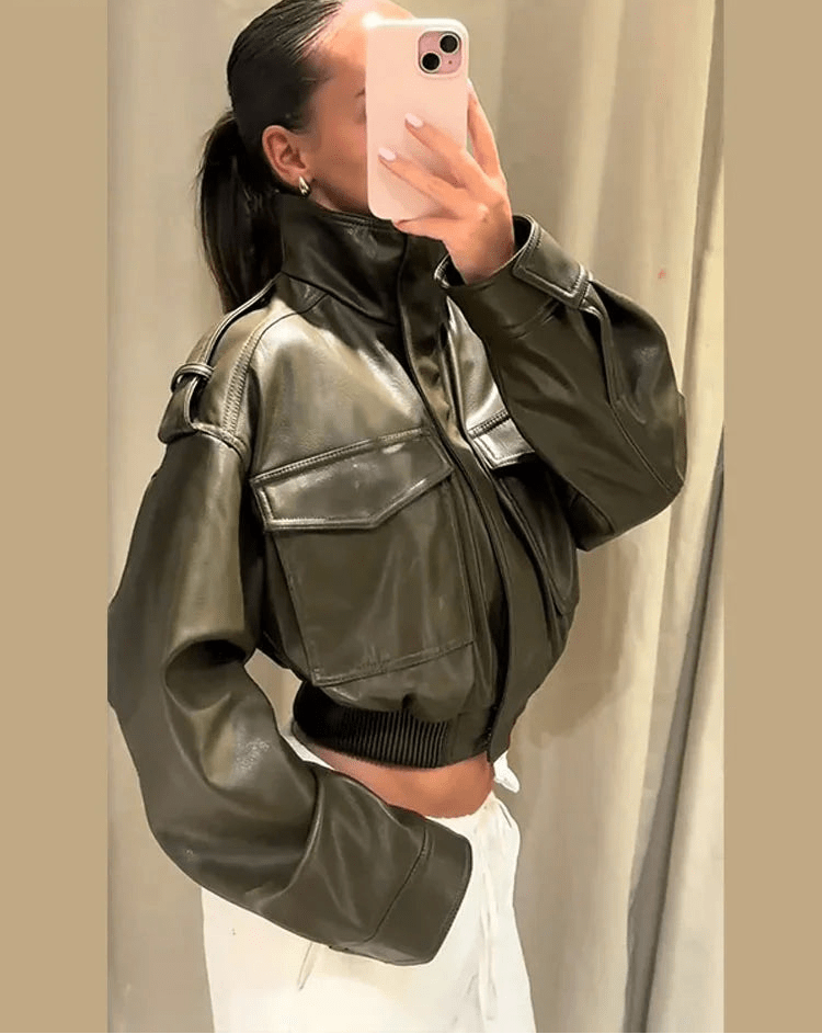 Mireille-Rae - Women's Bomber Jacket with Zip Front - photo 4
