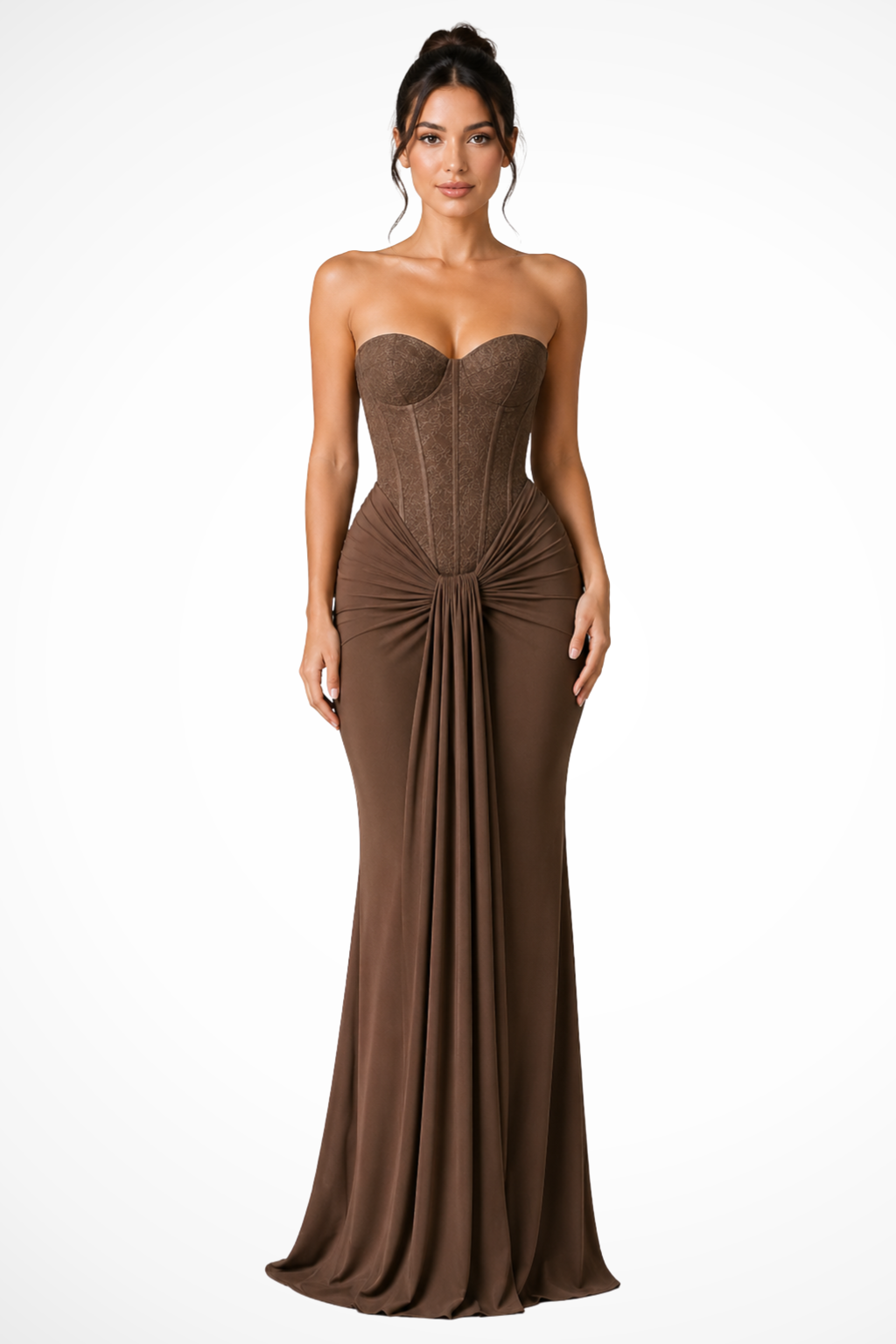 Mireille - Women's Lace Strapless Corset Mermaid Maxi Dress - photo 10
