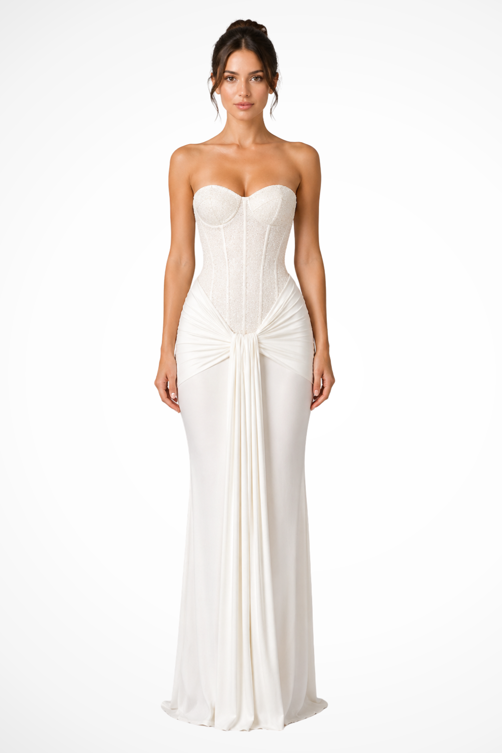Mireille - Women's Lace Strapless Corset Mermaid Maxi Dress - photo 3