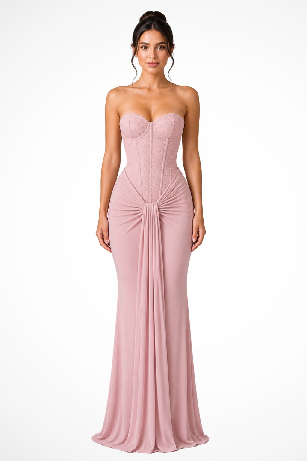 Mireille - Women's Lace Strapless Corset Mermaid Maxi Dress - photo 9