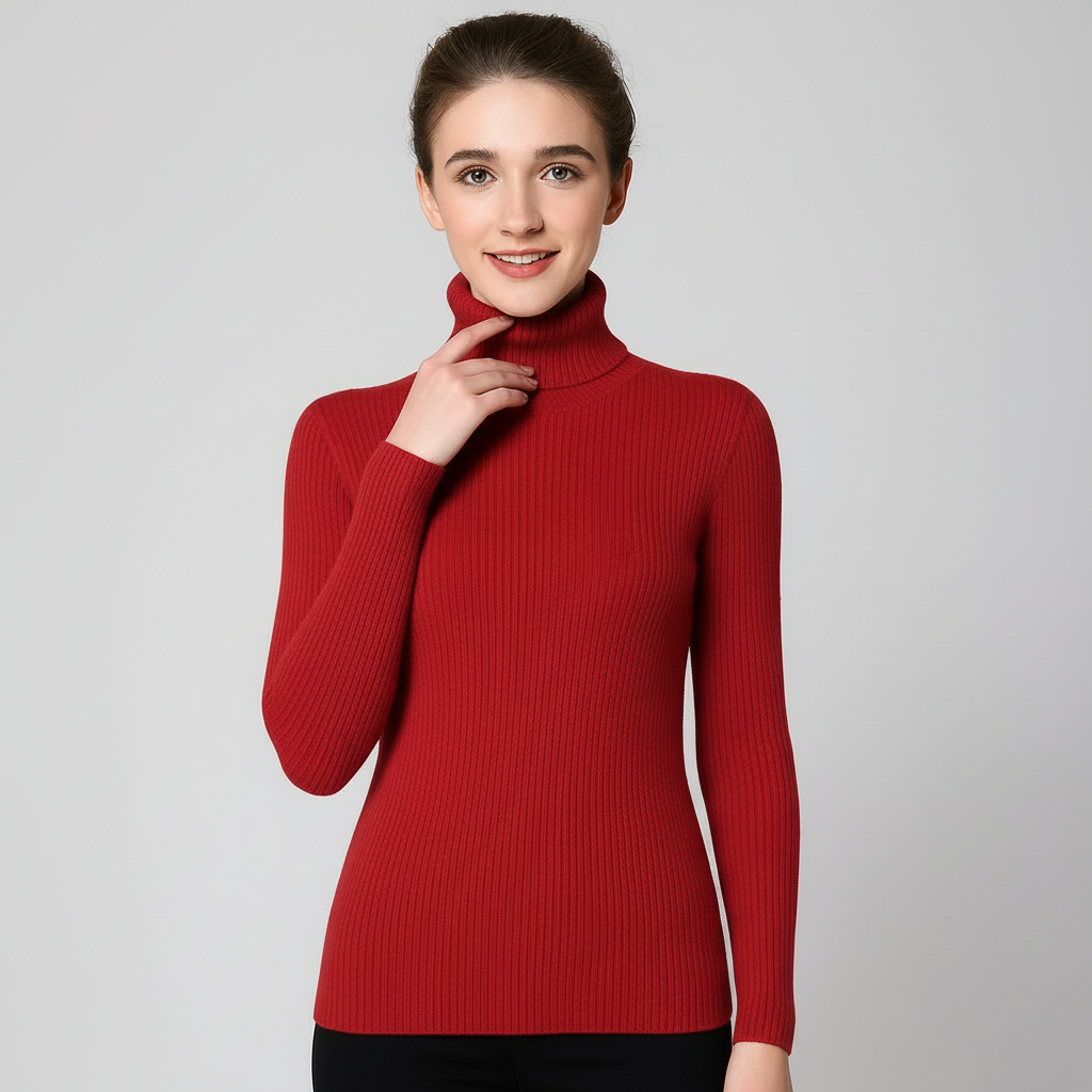 Molly - Women's Slim-Fit Jumper in Ribbed Knit with Roll Neck - photo 10
