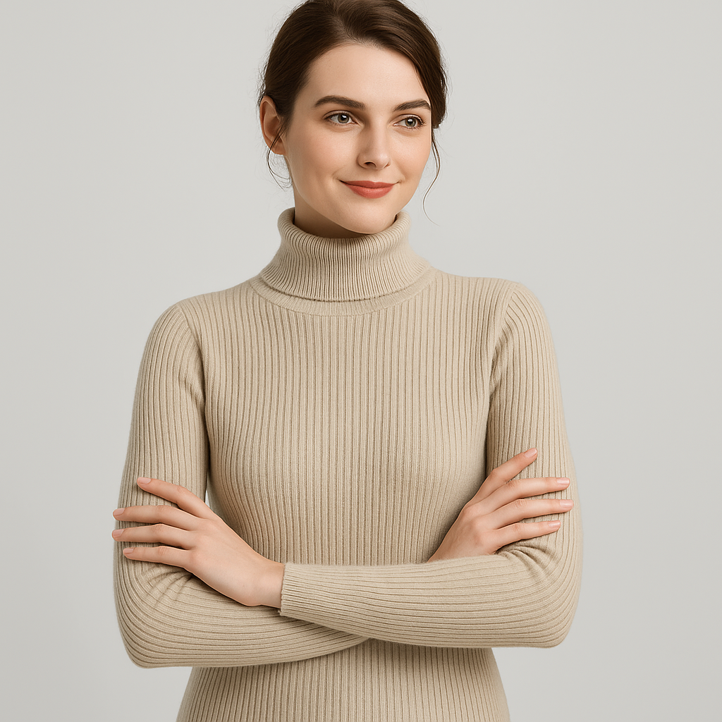 Molly - Women's Slim-Fit Jumper in Ribbed Knit with Roll Neck - photo 7