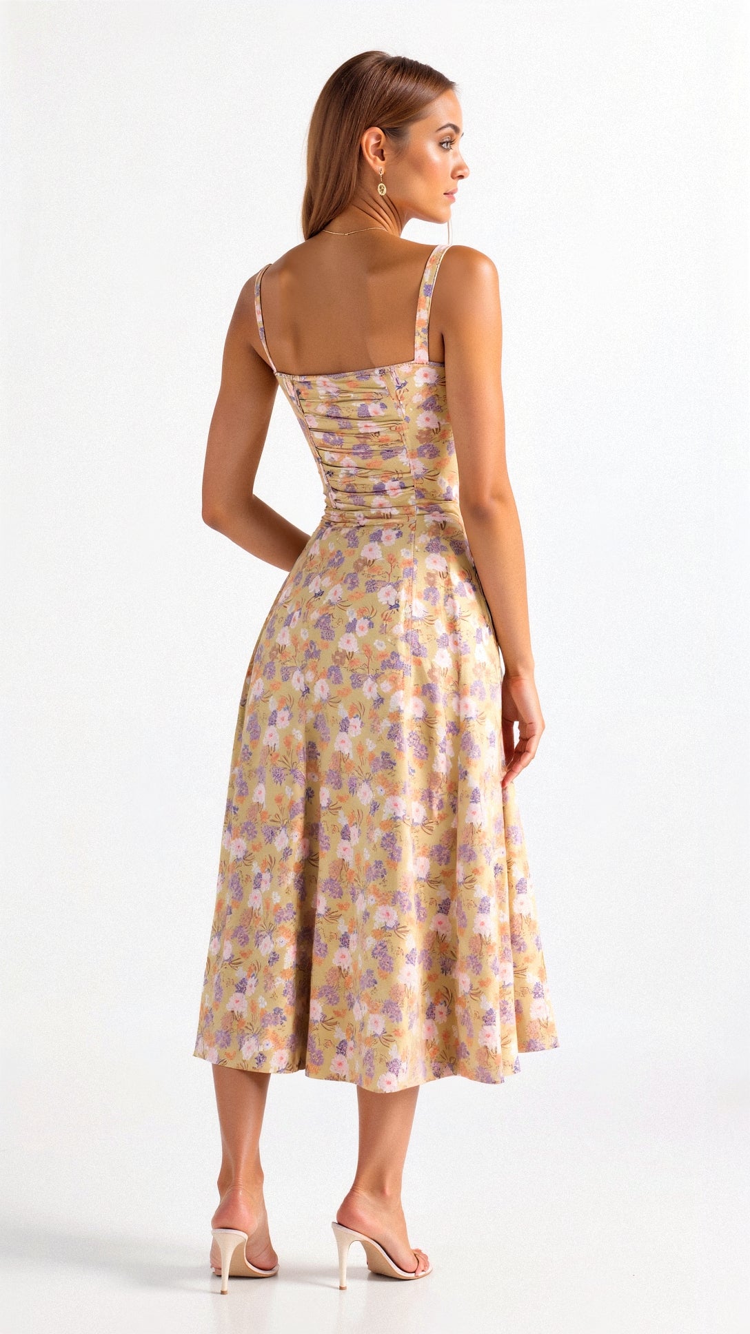 Women's Yellow Relaxed Midi Dress for Everyday Wear
