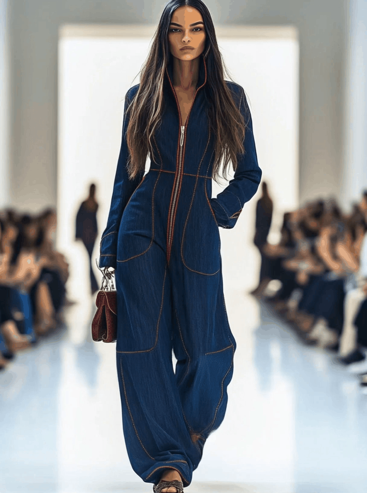Nanette - Women's Wide Leg Jumpsuit with Zip Front - photo 2