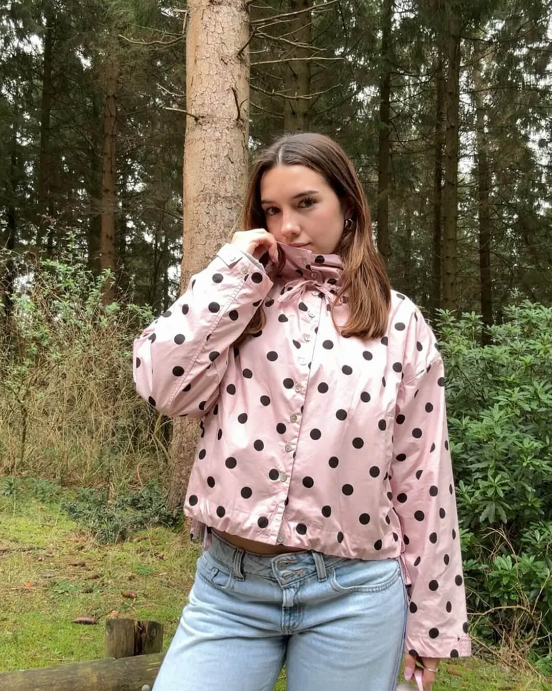 Nell - Women's Jacket in Polka Dot Print with Collar - photo 2