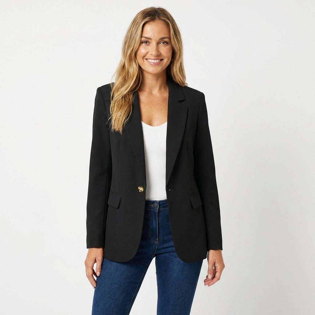 Women's Single Breasted Tailored Blazer with Notch Lapel