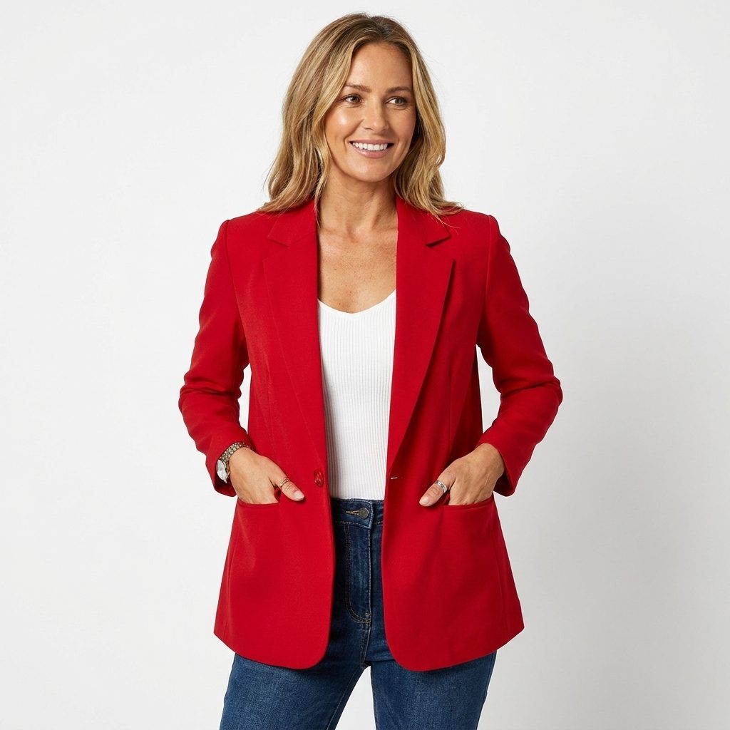 Women's Single Breasted Tailored Blazer with Notch Lapel