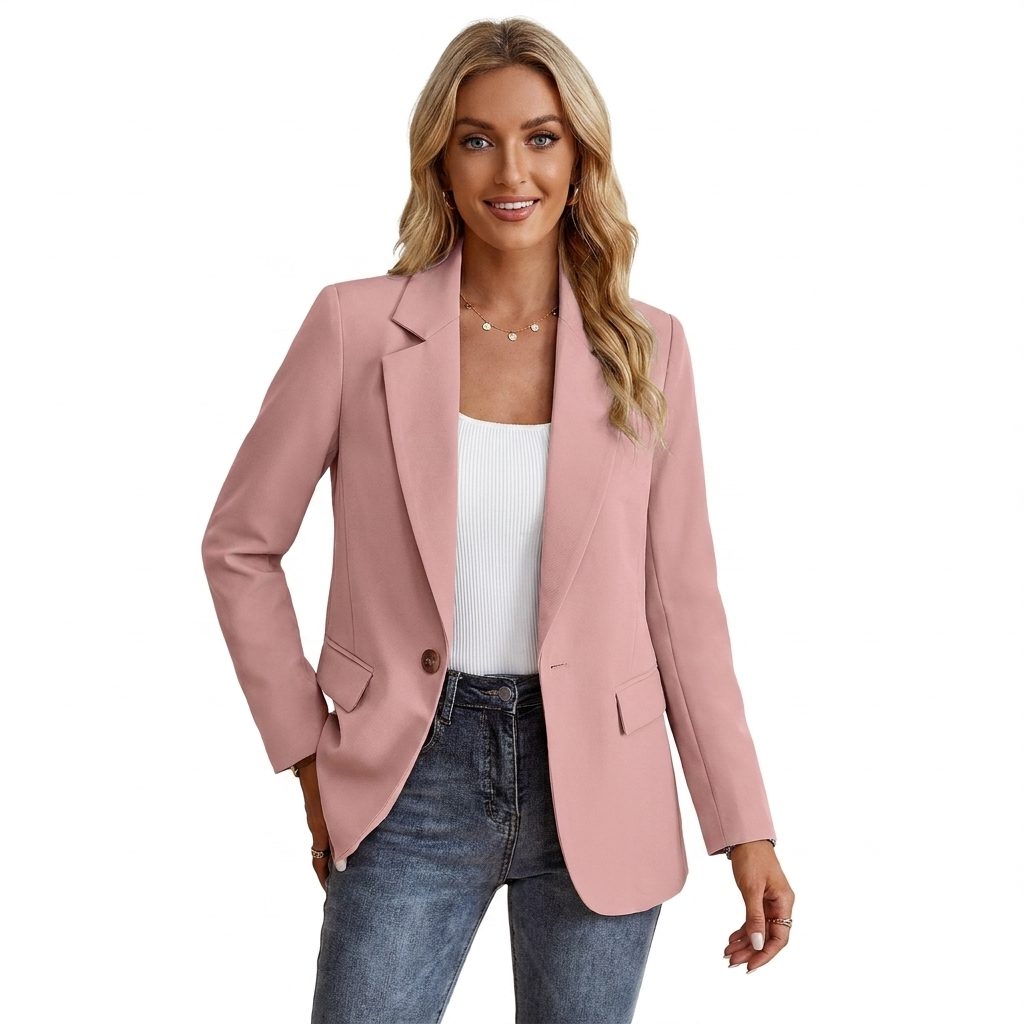 Women's Single Breasted Tailored Blazer with Notch Lapel