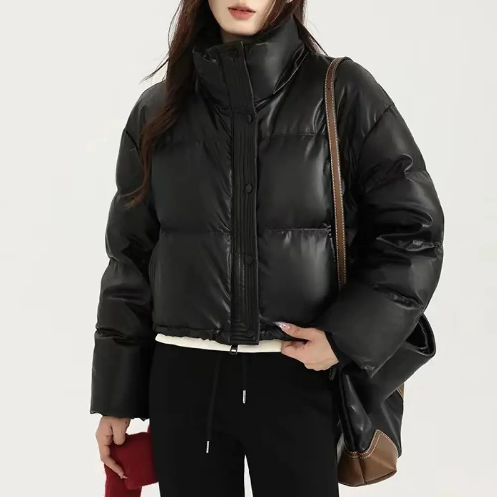 Orinthia - Women's Cropped Puffer Jacket with Stand Collar - photo 6
