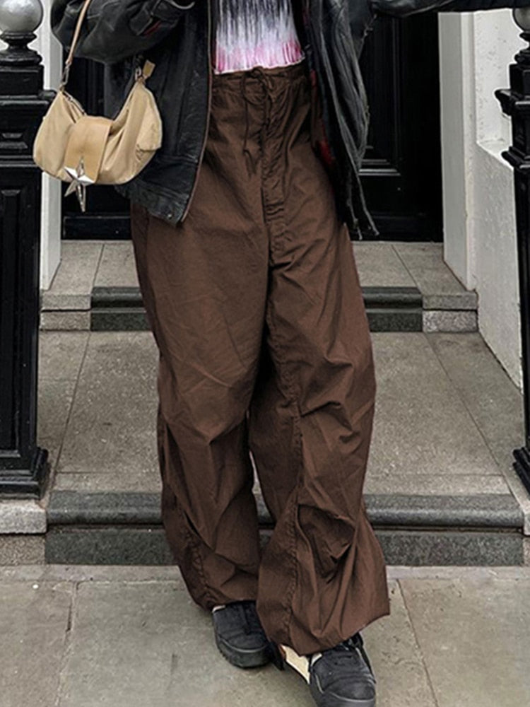 Orla - Women's Baggy Wide-Leg Cargo Trousers with Drawstring - photo 4
