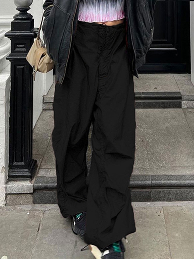 Orla - Women's Baggy Wide-Leg Cargo Trousers with Drawstring - photo 5