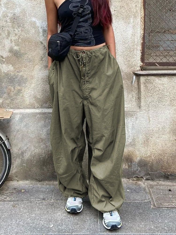 Orla - Women's Baggy Wide-Leg Cargo Trousers with Drawstring - photo 7