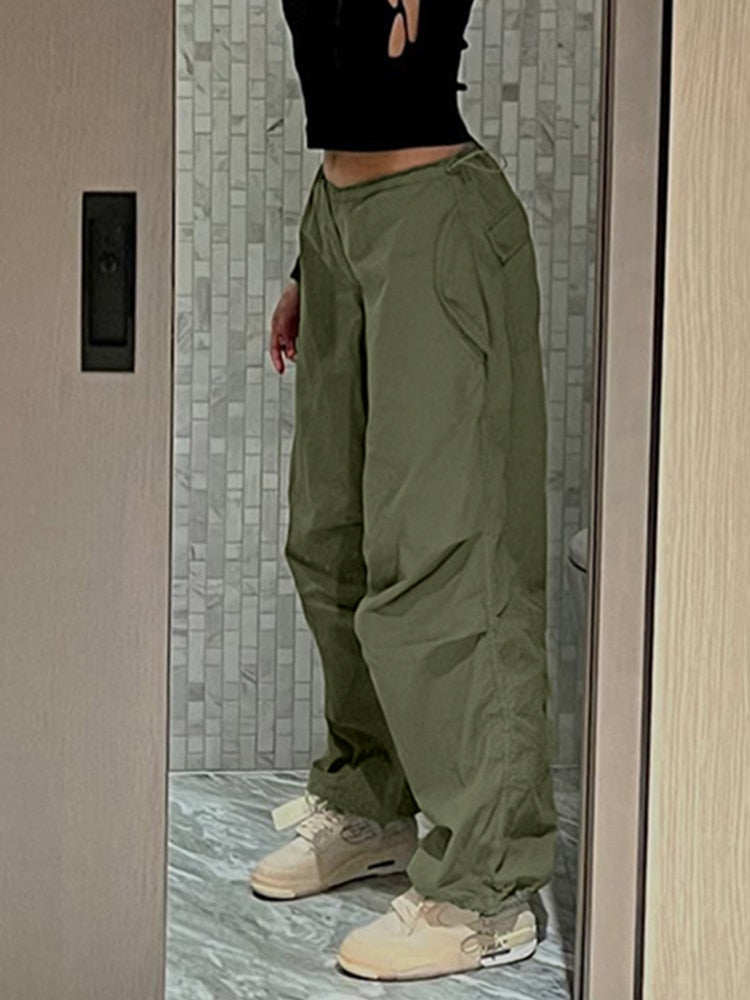 Orla - Women's Baggy Wide-Leg Cargo Trousers with Drawstring - photo 9