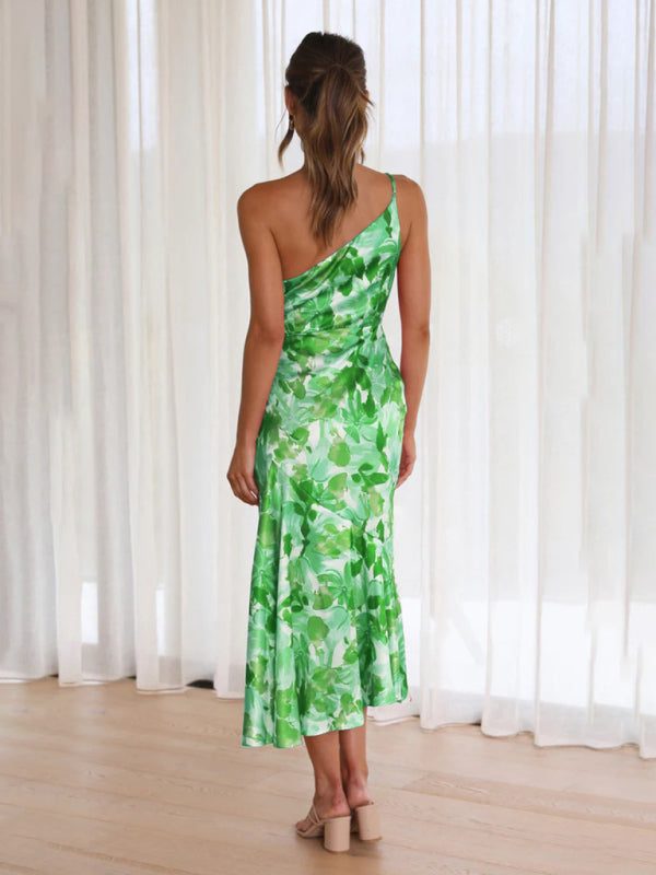 Paige - Women's Asymmetrical Neckline Floral Print Midi Dress with Fishtail Hem - photo 24