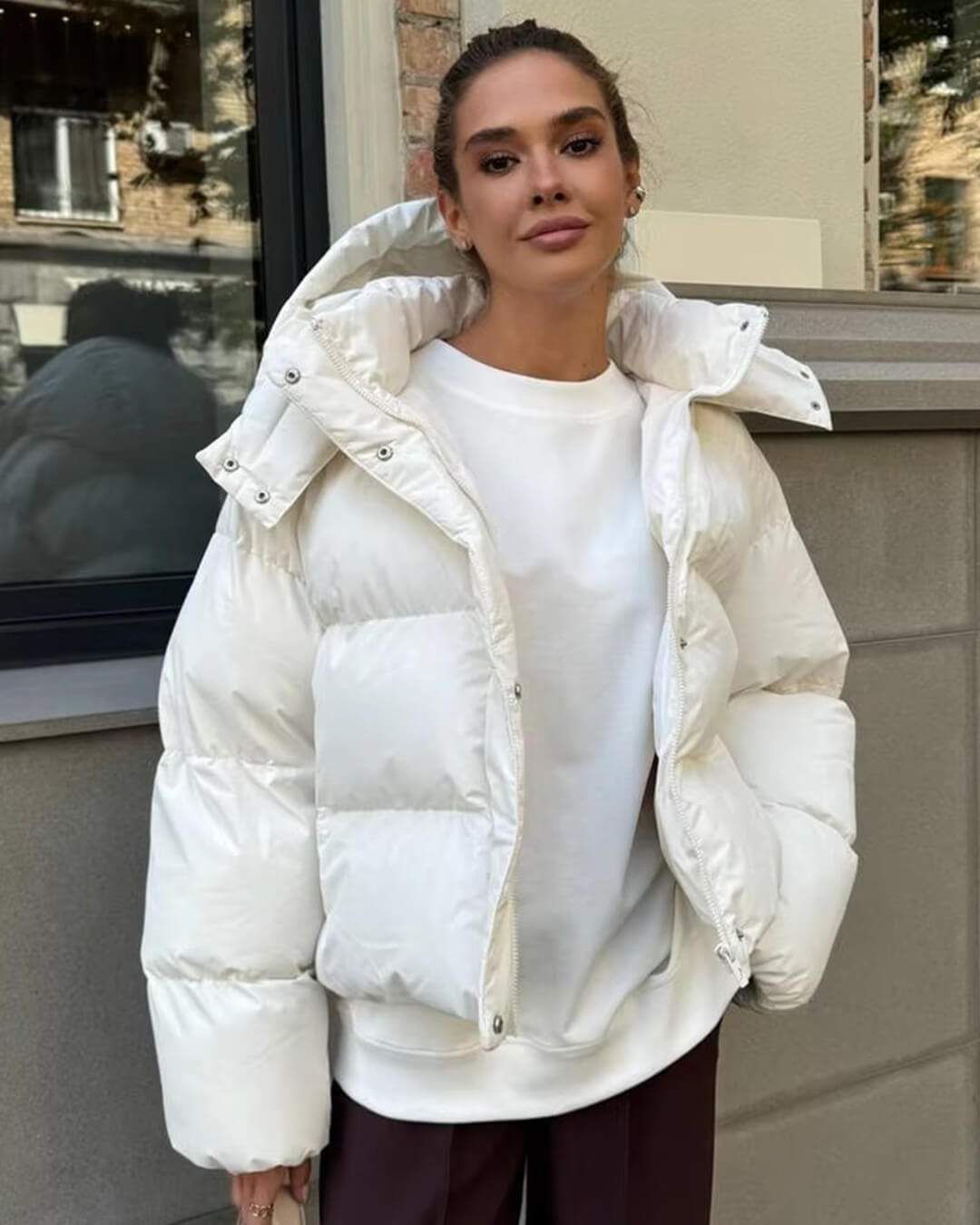 Paige - Women's Puffer Jacket with Hood - photo 3