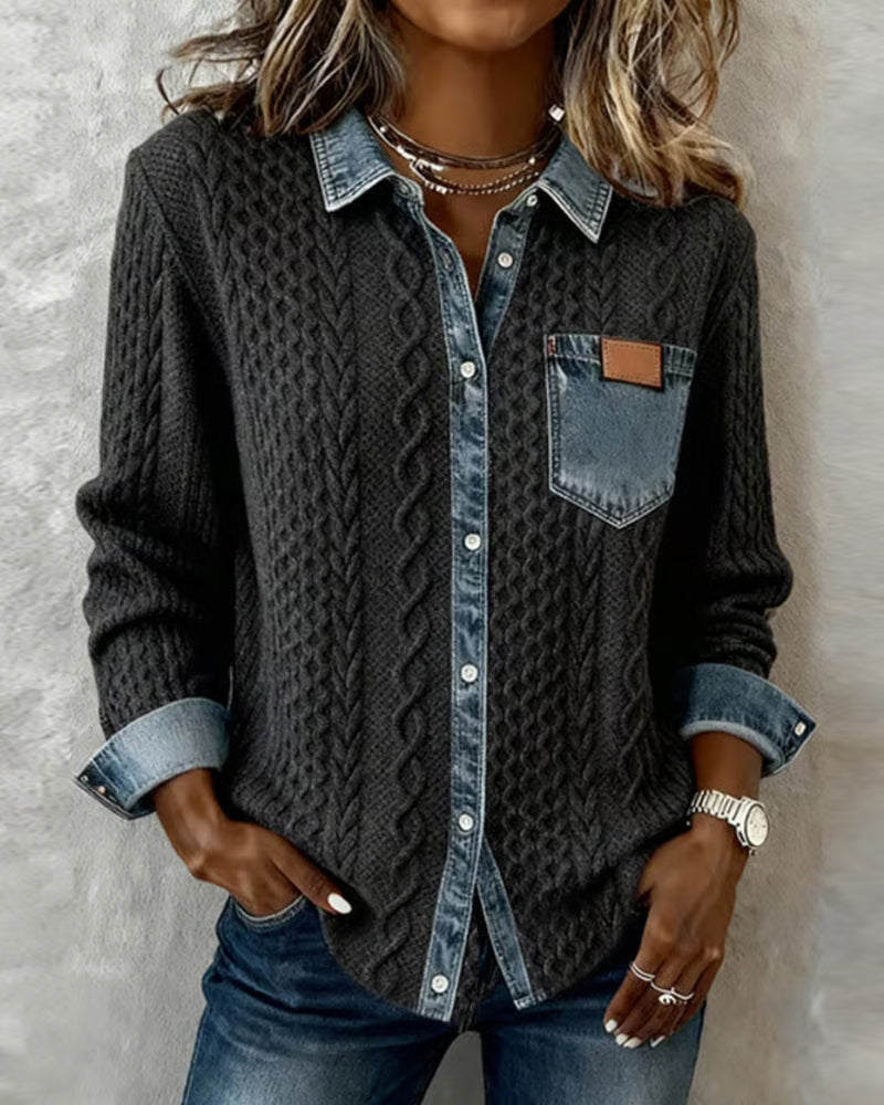 Paisley - Women's Jumper in Denim with Side Pockets - photo 1