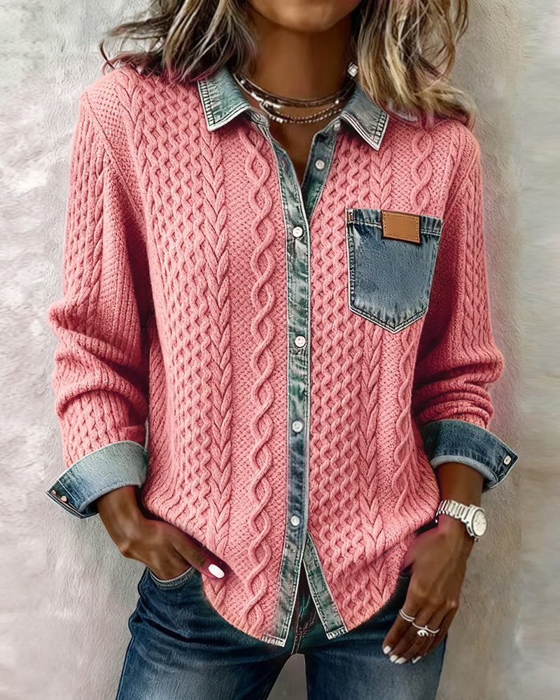 Paisley - Women's Jumper in Denim with Side Pockets - photo 2