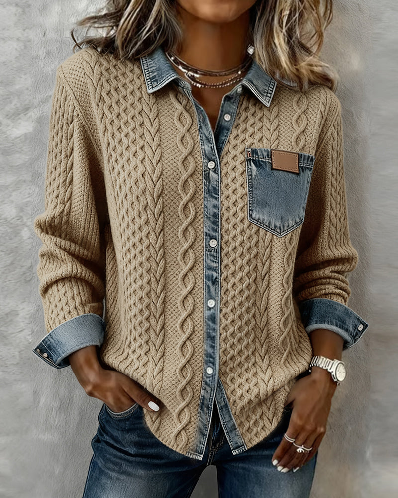 Paisley - Women's Jumper in Denim with Side Pockets - photo 3