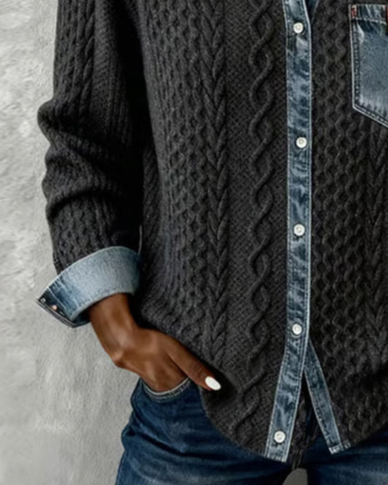 Paisley - Women's Jumper in Denim with Side Pockets - photo 5