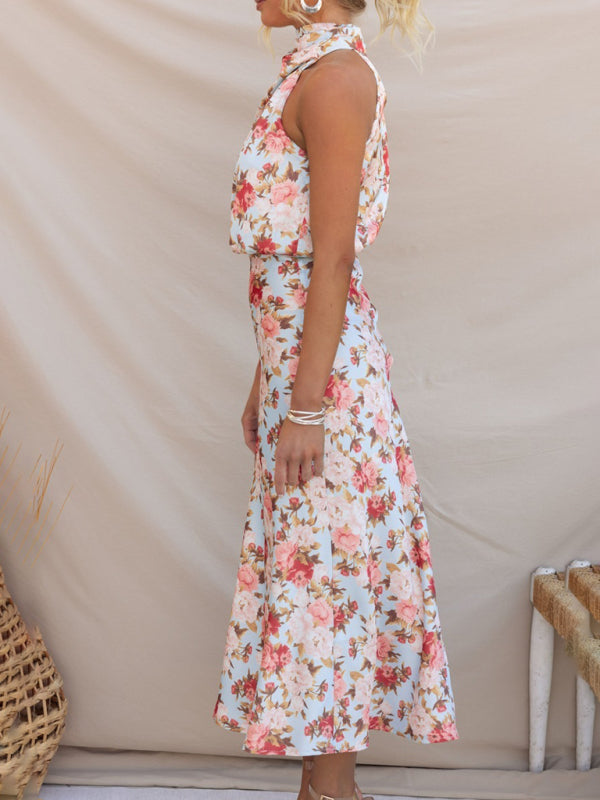 Pauline - Women's Halter Neck Midi Dress with Floral Print - photo 18