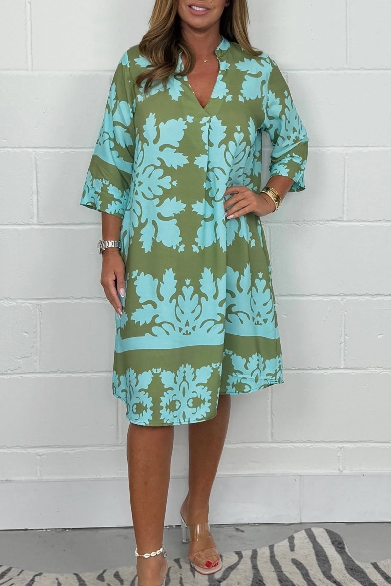 Phaedra - Women's Midi Dress with V-Neck - photo 1