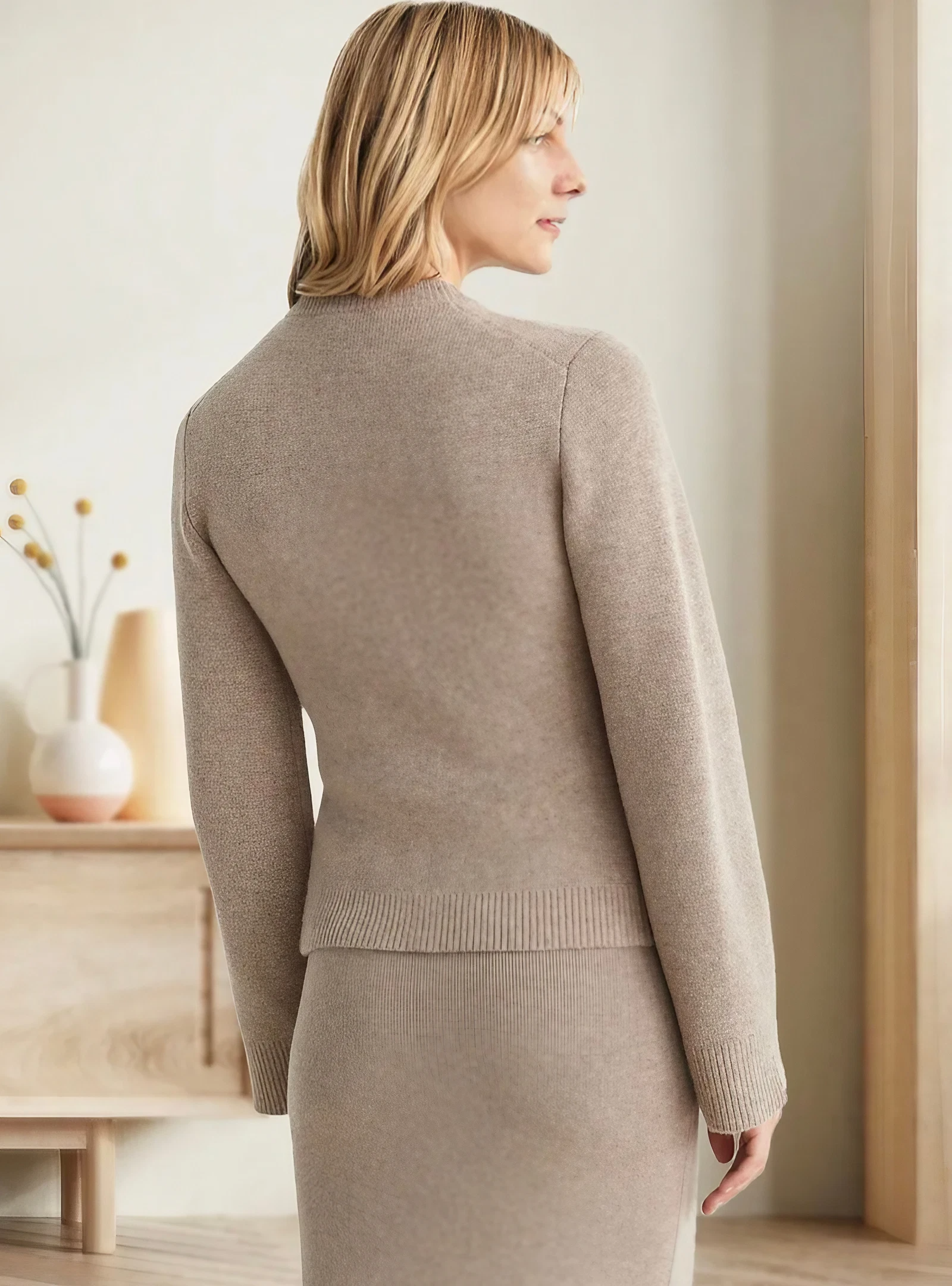 Philippa - Women's Cardigan in Knit with Balloon Sleeves - photo 5