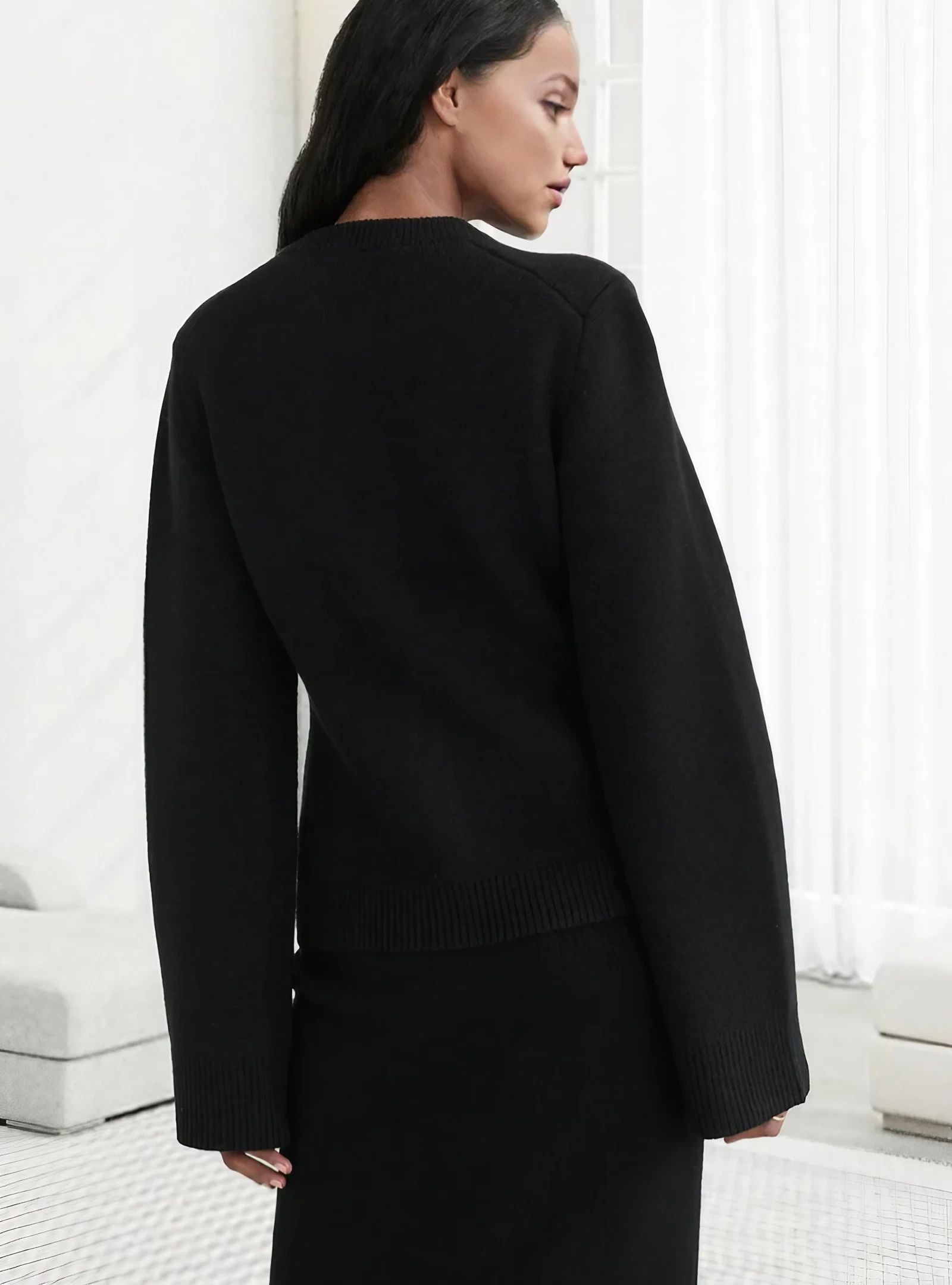 Philippa - Women's Cardigan in Knit with Balloon Sleeves - photo 7