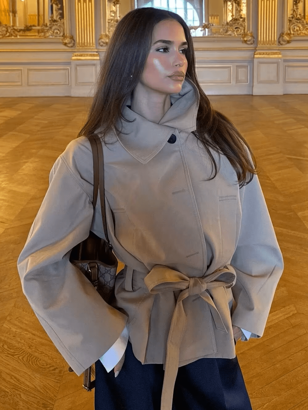 Phoebe - Women's Trench Coat with Asymmetric Hem - photo 4