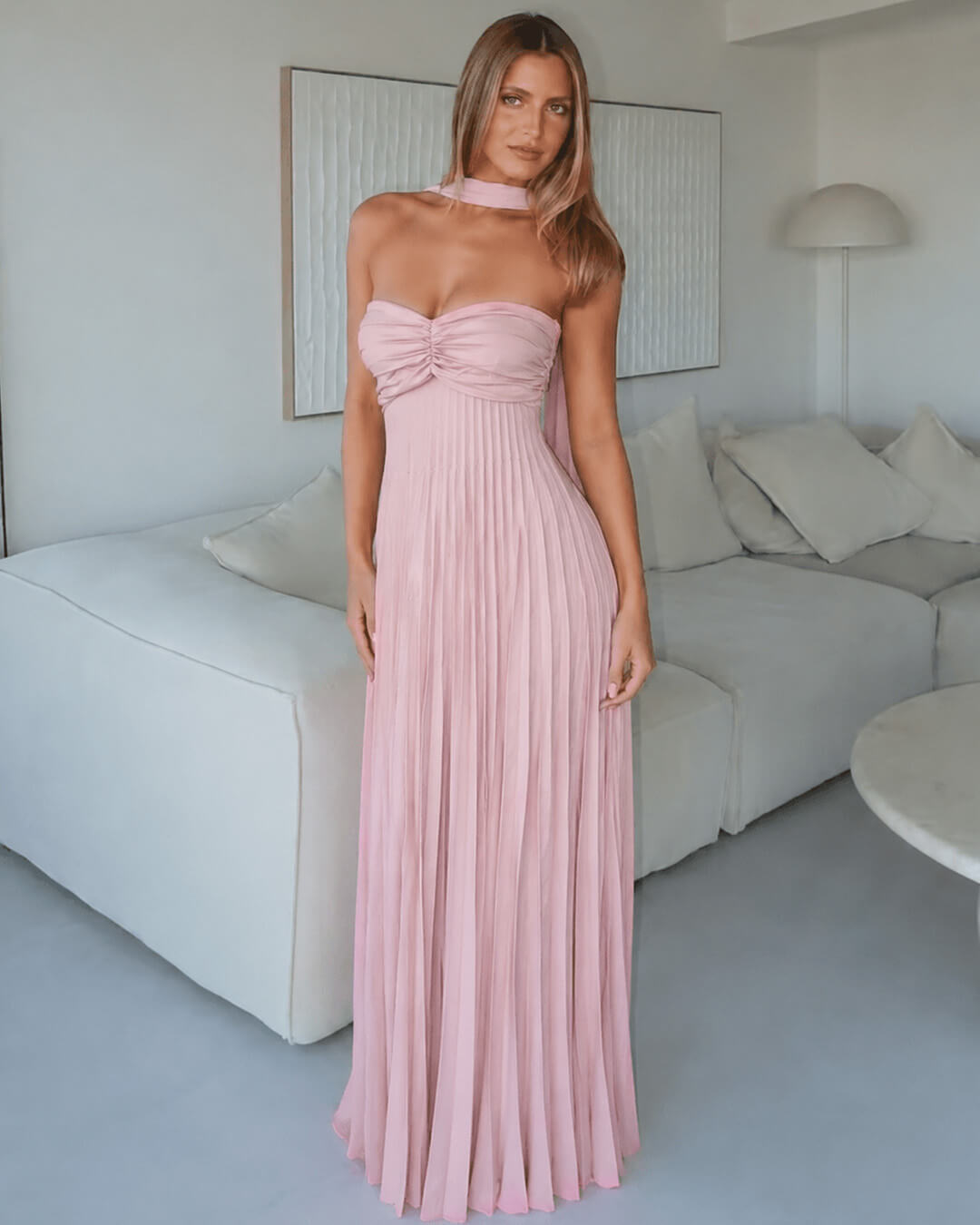 Poppy - Women's Wrap Maxi Dress in Mesh Panels with Sleeveless Cut - photo 3
