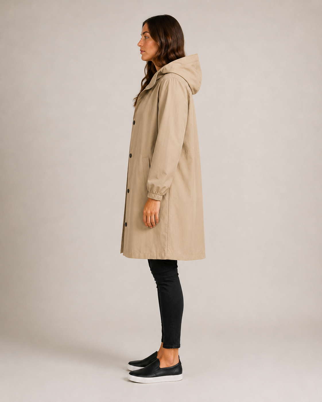 Portia - Women's Longline Hooded Jacket with Button Front - photo 8