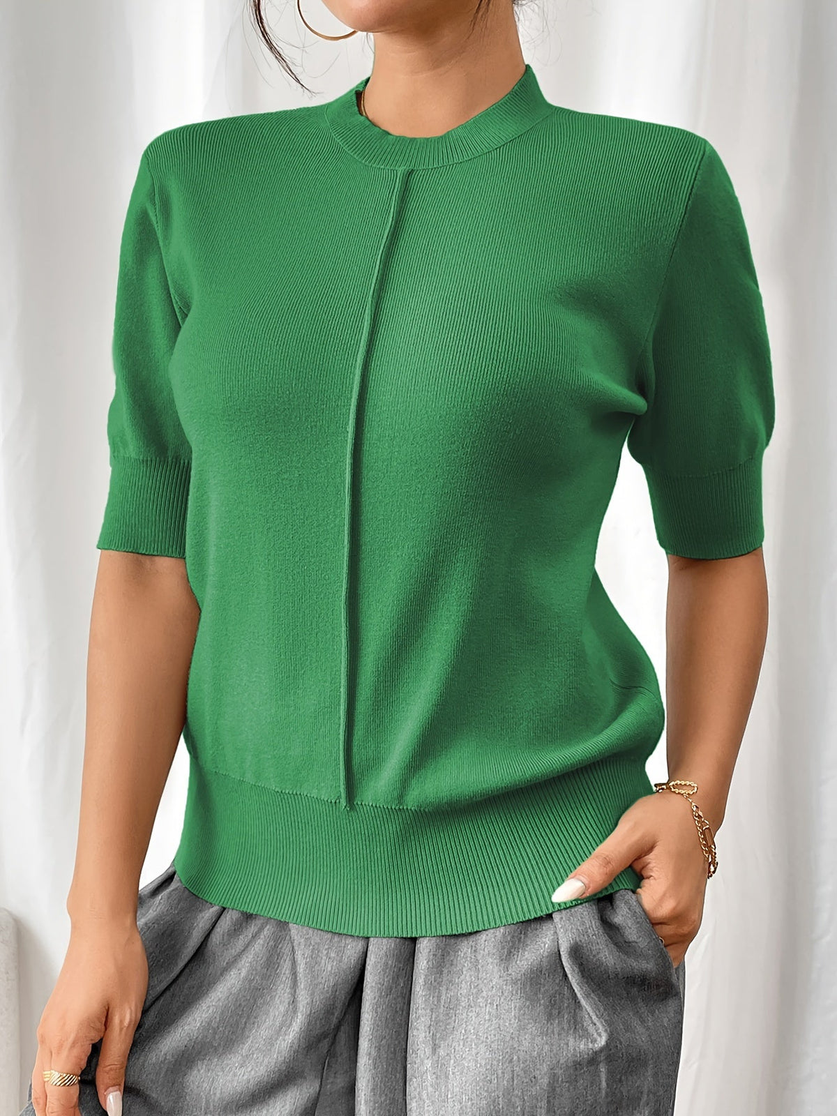 Posy - Women's Jumper in Knit with Short Sleeves - photo 5