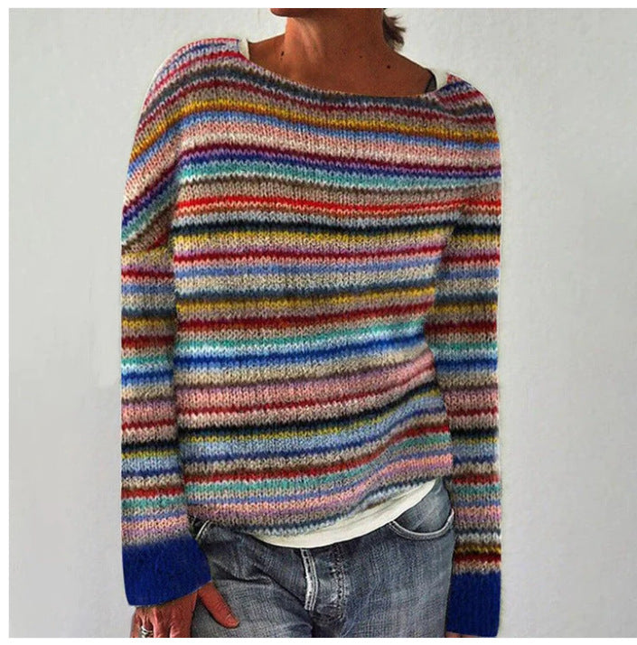 Quinn - Women's Multicolour Stripe Knit Sweater - photo 2
