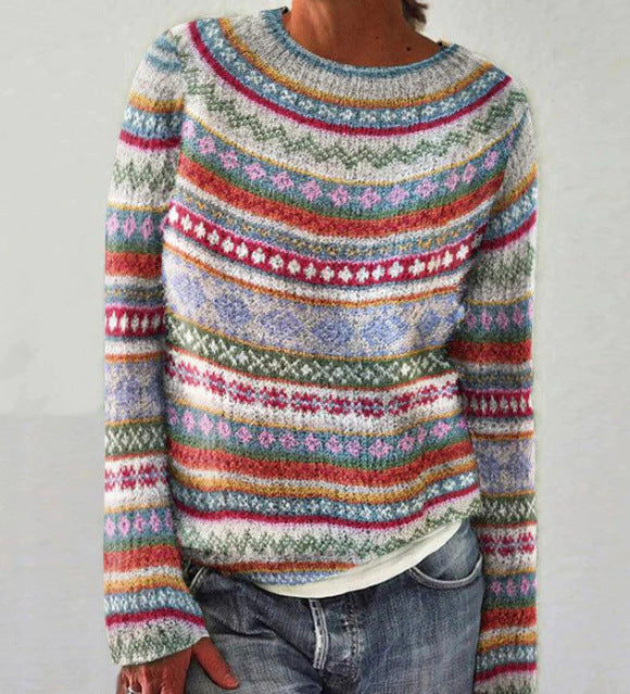 Quinn - Women's Multicolour Stripe Knit Sweater - photo 3