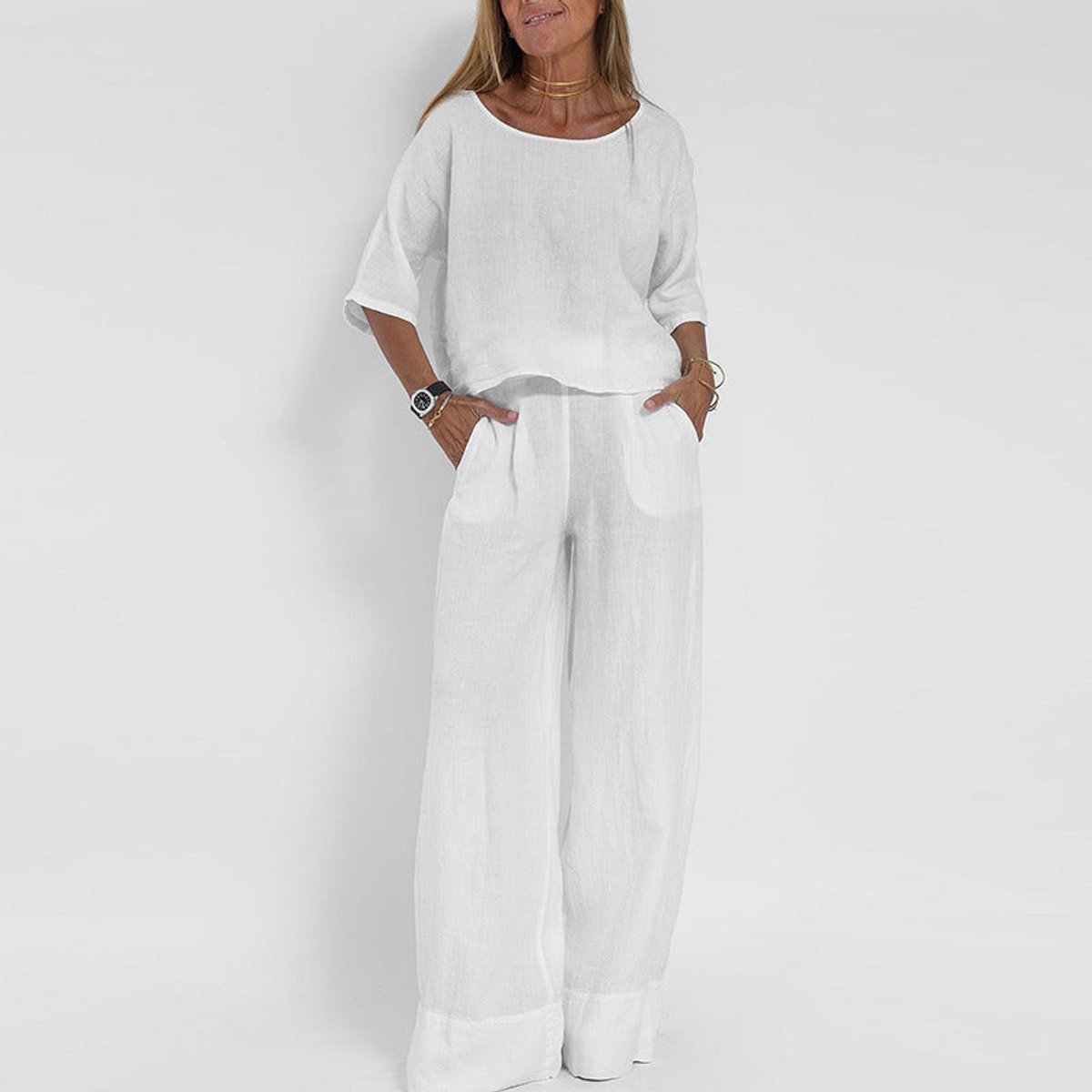 Renata - Women's Relaxed Two-Piece Set with Wide Leg - photo 10