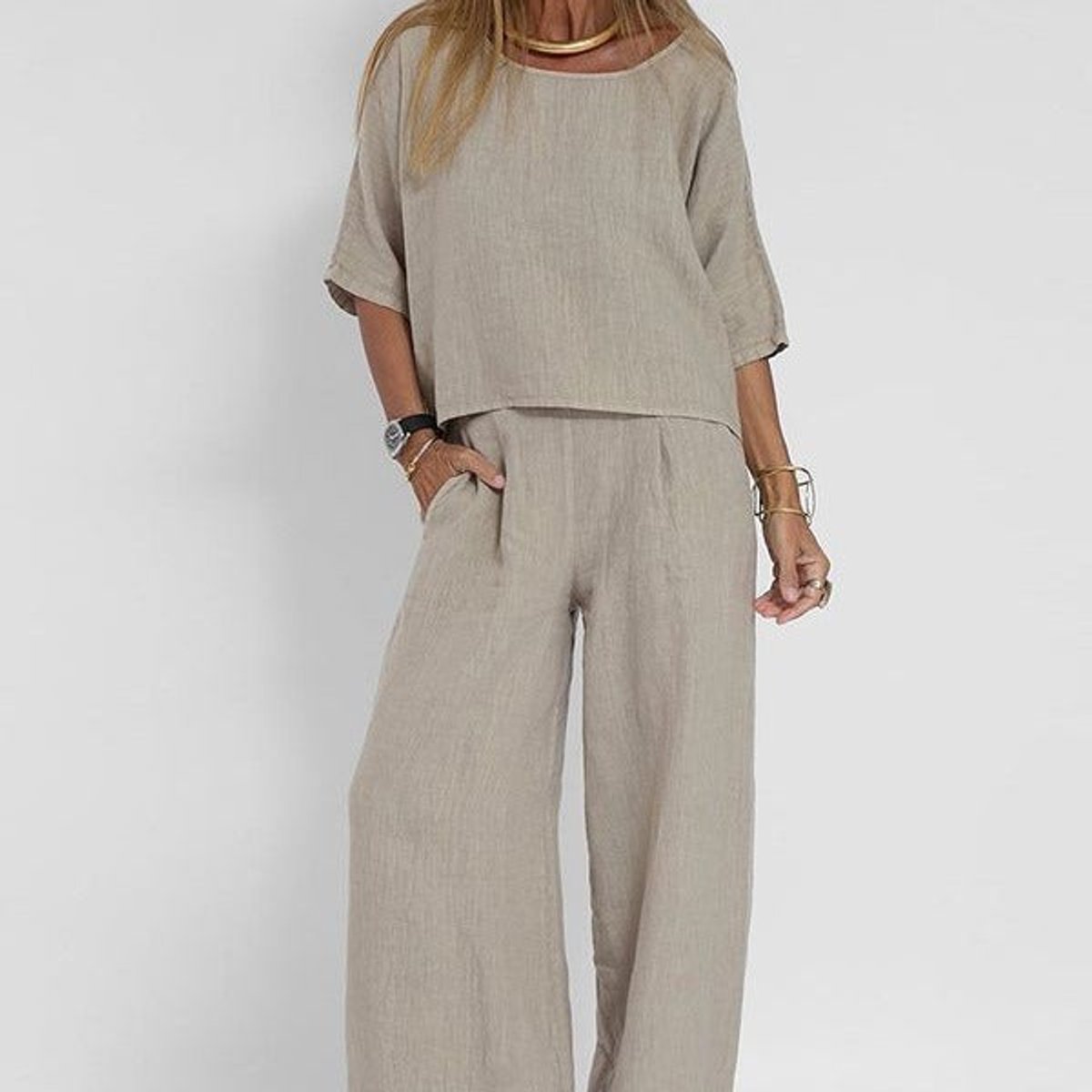 Renata - Women's Relaxed Two-Piece Set with Wide Leg - photo 6