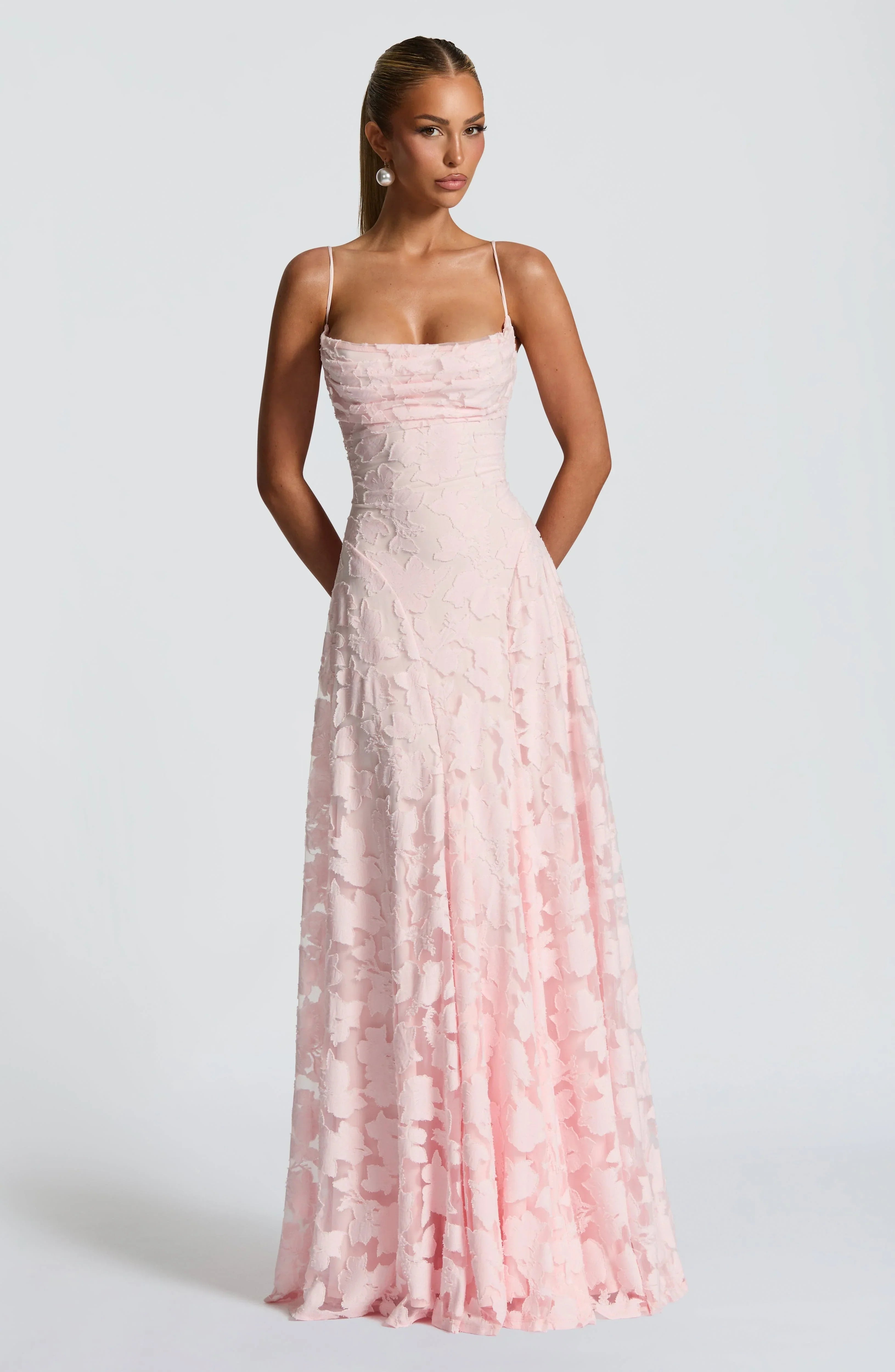 Isla - Abito maxi con spalline floreali da donna