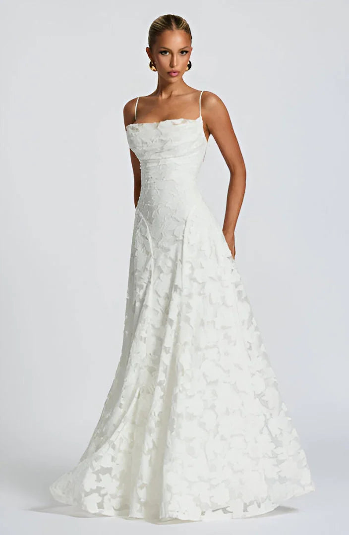 Isla - Abito maxi con spalline floreali da donna