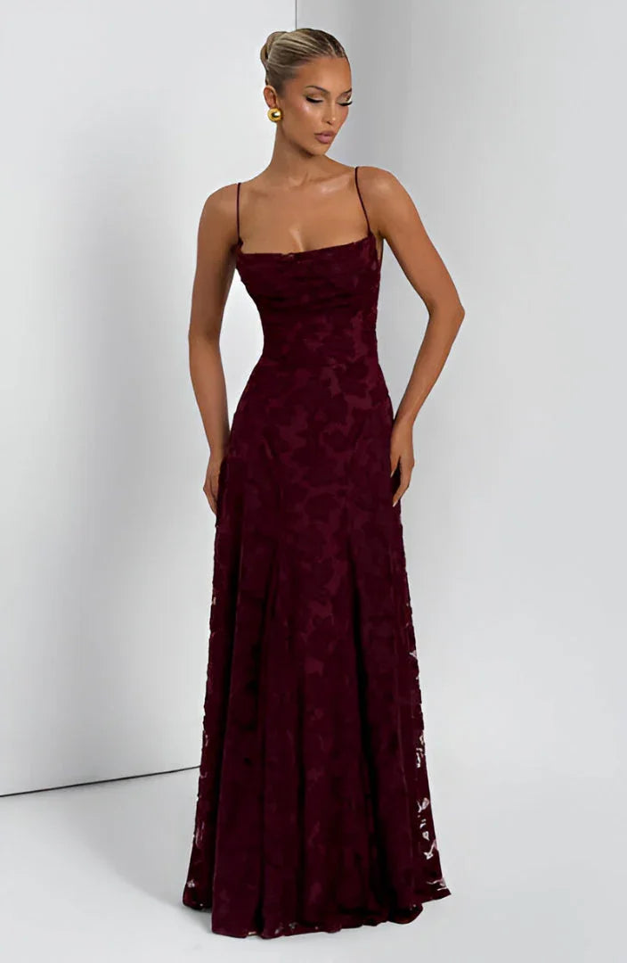 Isla - Abito maxi con spalline floreali da donna