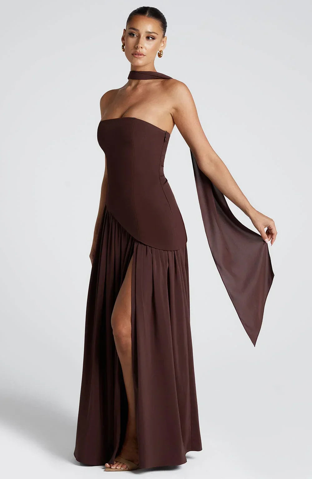 Serena - Vestido largo con corsé y abertura alta para mujer