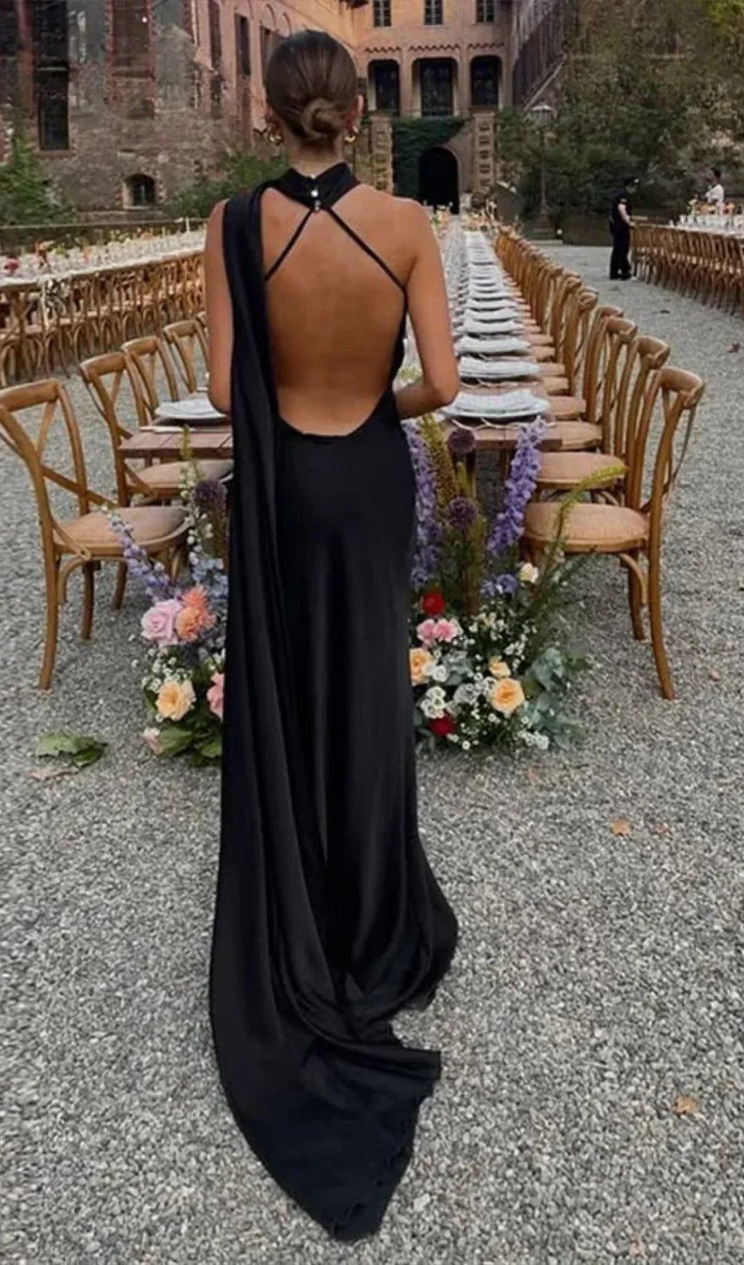 Athena - Abito maxi monospalla drappeggiato da donna