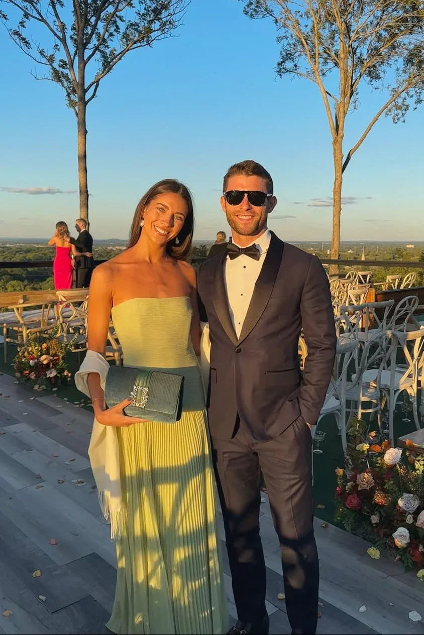 Thea - Abito lungo a pieghe verde da donna