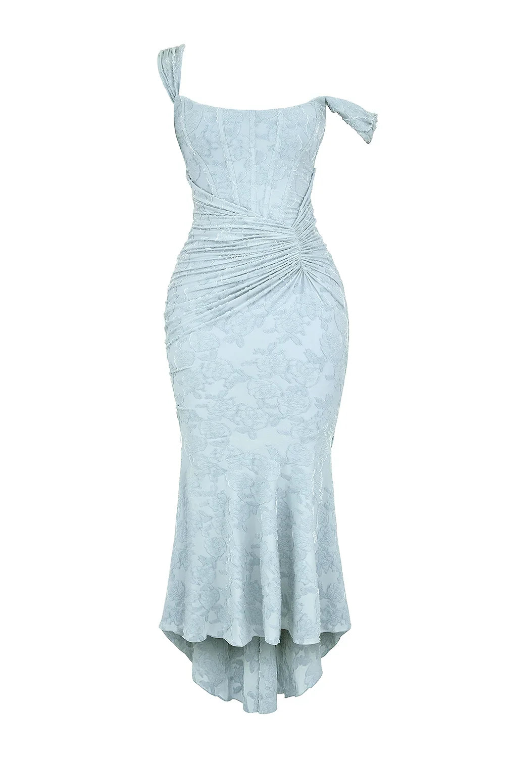 Abito midi floreale asimmetrico da donna con spalline larghe