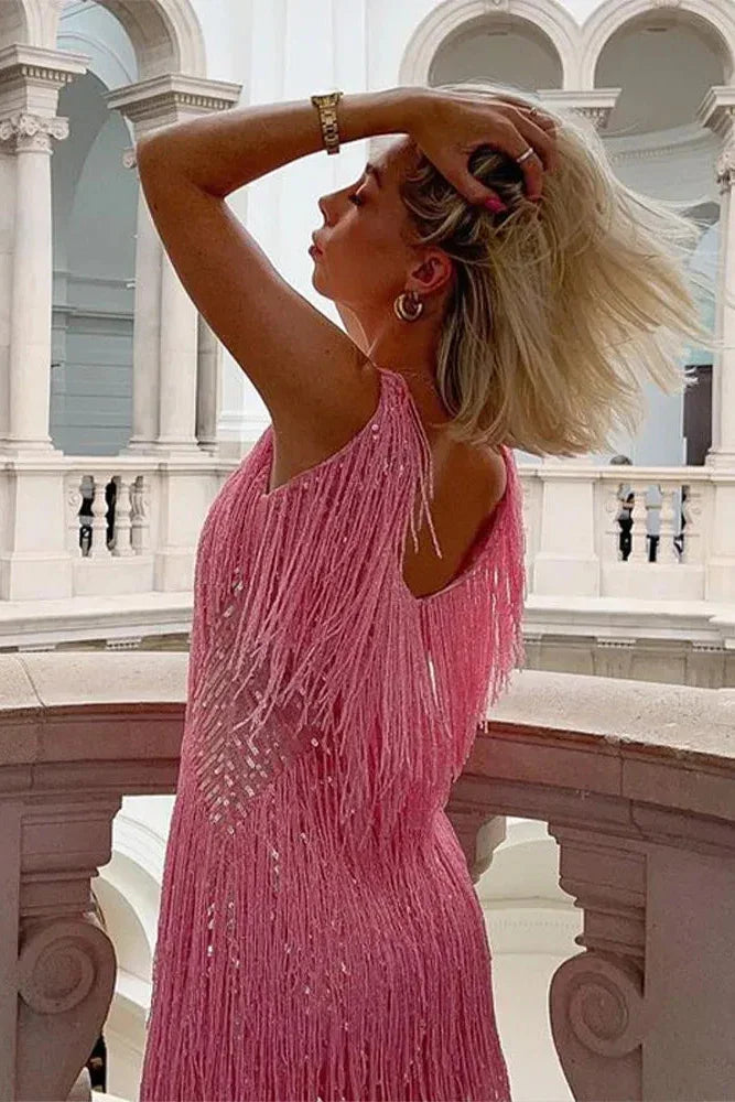 Bijou - Abito da sera da donna con frange di paillettes