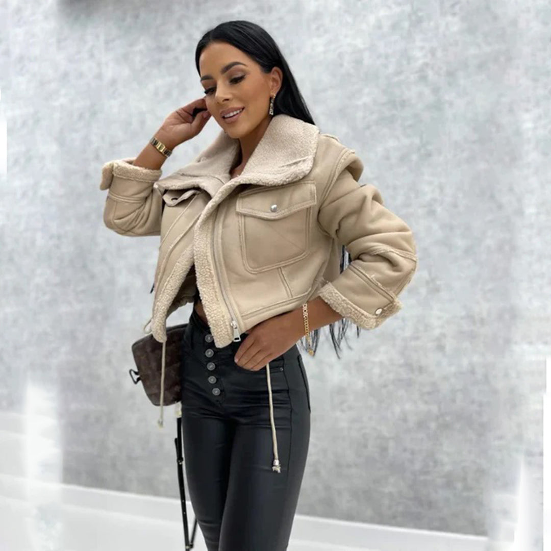 Rose - Women's Aviator Jacket with Faux Shearling Lining - photo 1