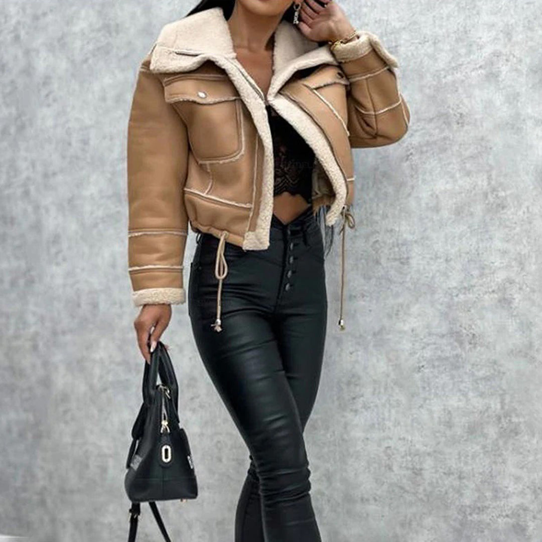 Rose - Women's Aviator Jacket with Faux Shearling Lining - photo 10