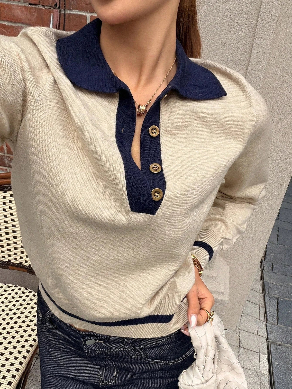 Rosemary - Women's Jumper in Knit with Colour Blocking - photo 4
