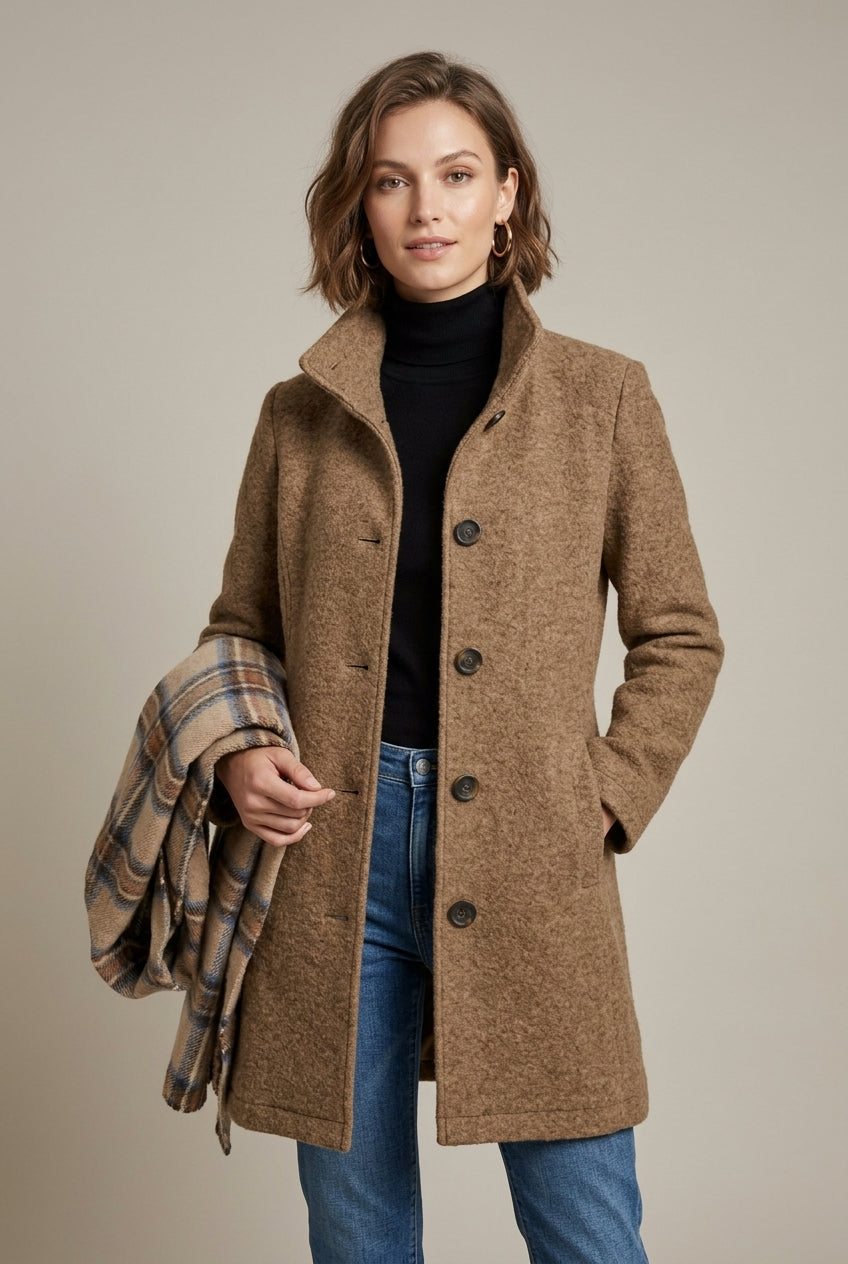 Ruth - Women's Coat with Button Front - photo 1